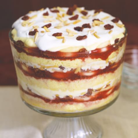 English Trifle with Pears and Dried Cherries