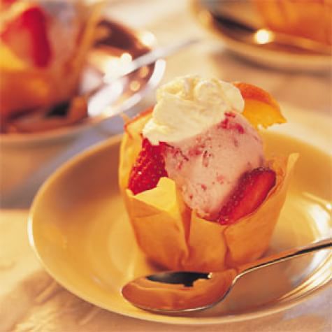 Phyllo Ice Cream Cups with Summer Fruit