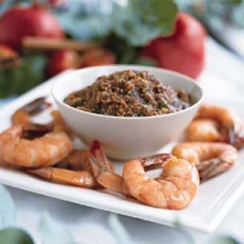 Poached Shrimp with Toasted Sesame-Ginger Sauce
