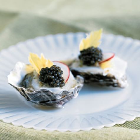 Oysters on the Half-Shell with Scallops, Horseradish, Lime and Golden Osetra Caviar