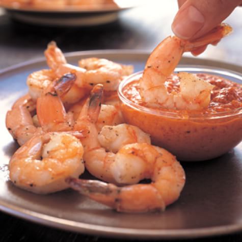 Cast Iron Pan-Seared Shrimp with Romesco Sauce