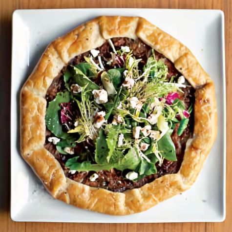 Onion Tarts with Mixed Greens