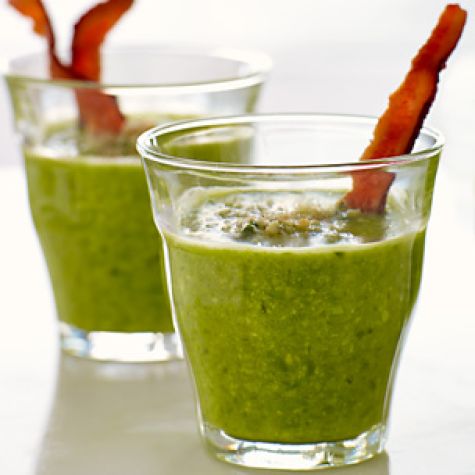 Spring Pea Soup with Bacon Bread Crumbs