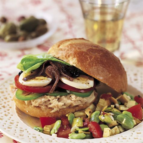 Tuna, Tomato and Olive Sandwich (Pan Bagnat)