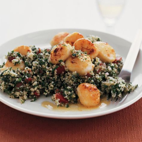 Tabbouleh with Lemony Scallops