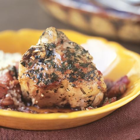 Lamb Chops with Mint, Tomato and Garlic Sauce