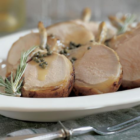 Roasted Pork Loin with Green Peppercorn Sauce
