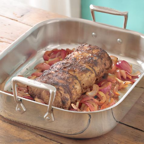 Roasted Pork Loin with Fried Plantains