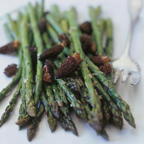 Roasted Asparagus and Morels with Shallot Butter