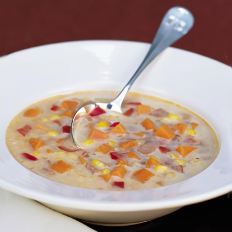 Corn Chowder with Sweet Potatoes and Ham