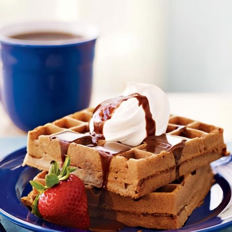Waffles with Chocolate Malted Syrup