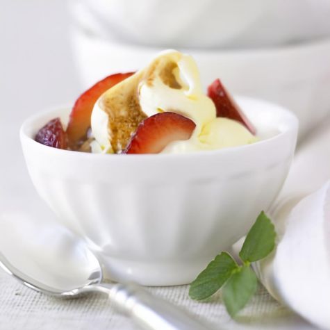 Olive Oil Gelato with Balsamic Strawberries