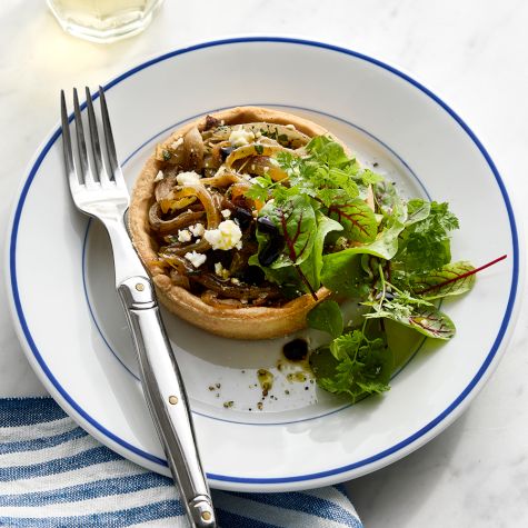 Onion Tarts with Mixed Greens