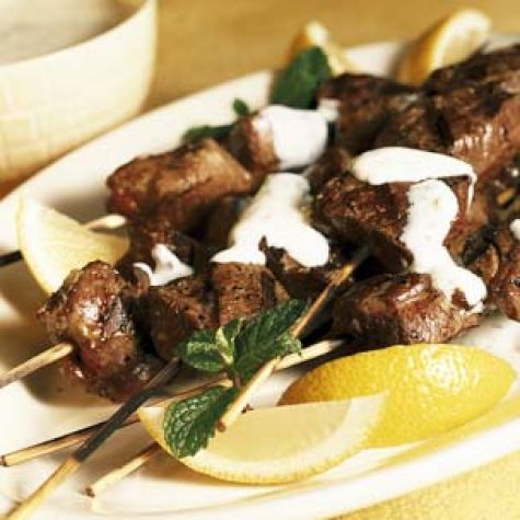 Grilled Lamb Kabobs with Mint-Yogurt Sauce