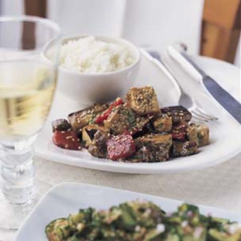 Stir-fried Eggplant and Tofu with Garlic and Chilies