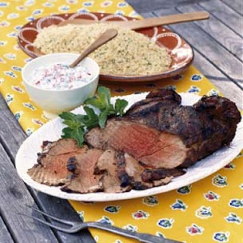 Grilled Leg of Lamb with Mint Raita