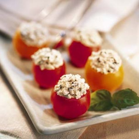 Cherry Tomatoes Filled with Goat Cheese