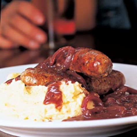 Bangers and Mash with Onion Gravy