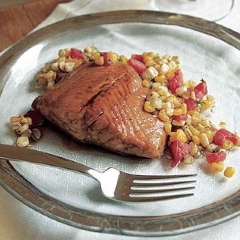Honey-Glazed Salmon with Roasted Corn Salsa