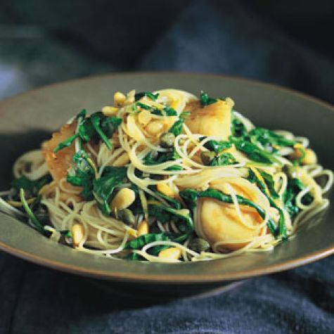 Angel Hair Pasta with Scallops and Arugula