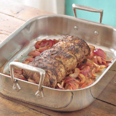 Roasted Pork Loin with Fried Plantains