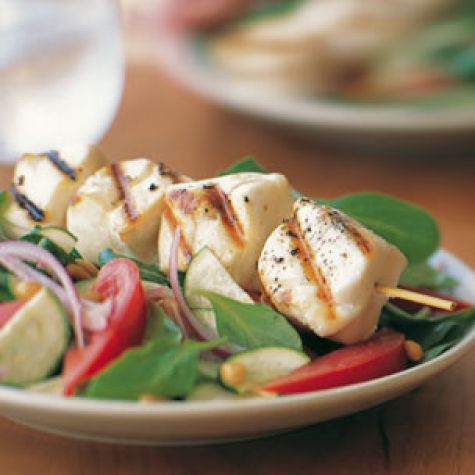 Halibut Skewers with Arugula Salad