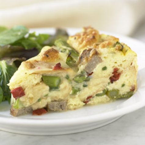 Strata with Asparagus, Sausage and Fontina