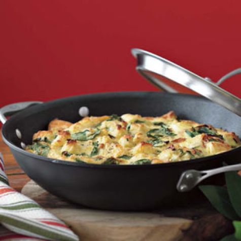 Strata with Cipollini Onions & Arugula