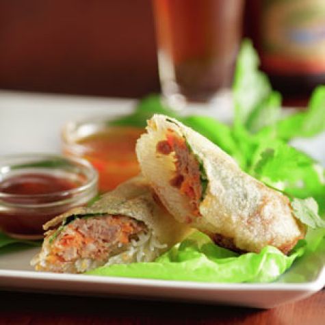 Crispy Spring Rolls with Herb Salad