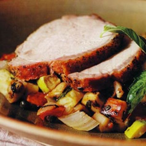Spice-Rubbed Pork Loin with Ratatouille