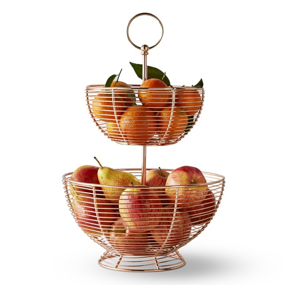 copper fruit basket with banana holder