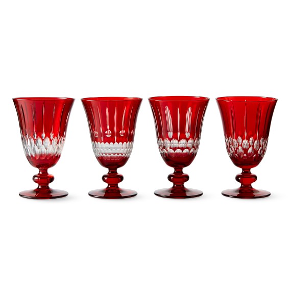 Wilshire Jewel Cut Red Water Goblets 