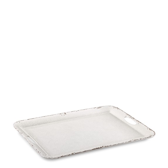 white serving tray with handles