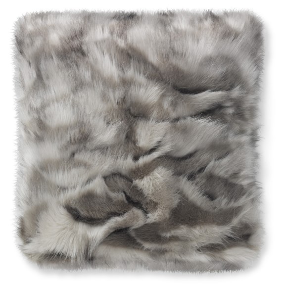 gray fur lumbar pillow