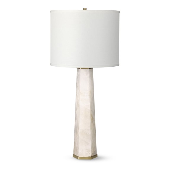 Tall Cut Stone White Quartz Table Lamp 