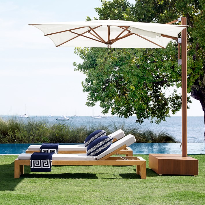 Performance Teak Patio Umbrella Rectangle Cantilever Williams Sonoma