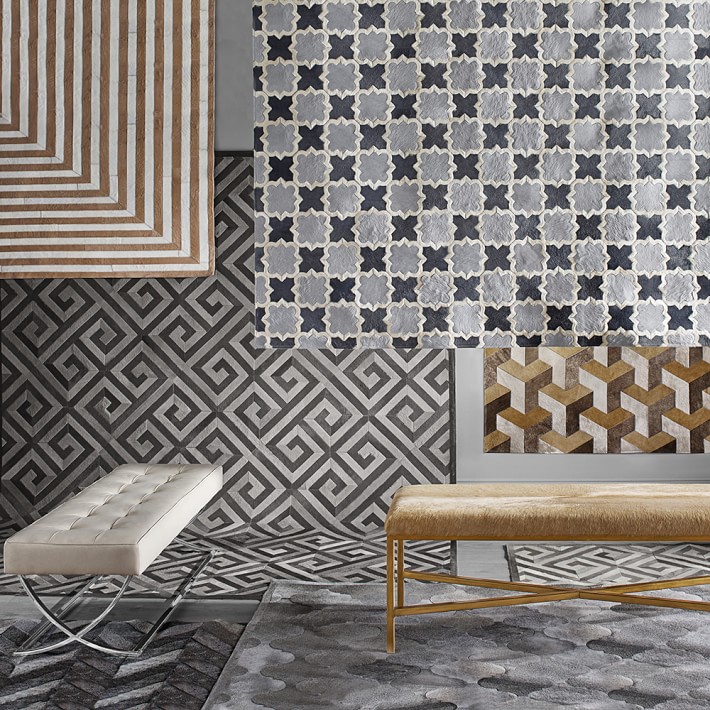 Tan + Ivory Concentric Pieced Cowhide Rug Williams Sonoma