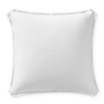 AERIN Pleated Border Linen White Throw Pillow | Williams Sonoma