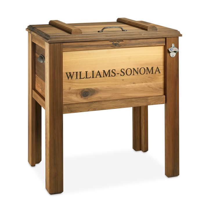 Personalized Red Cedar Wood Beer Cooler Williams Sonoma