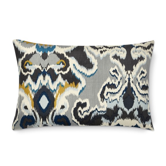 blue ikat lumbar pillow