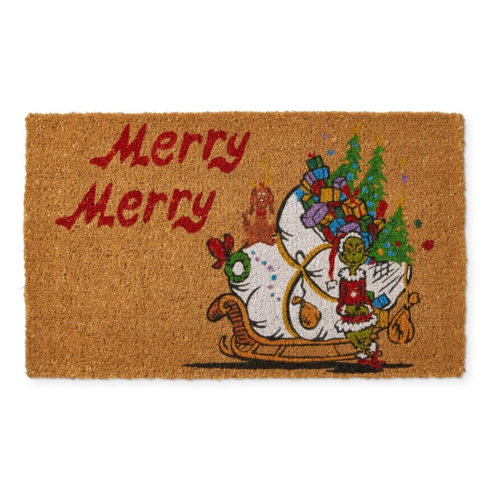 Merry Grinch Christmas Doormat Williams Sonoma