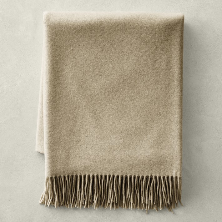 Solid Oatmeal Cashmere Throw Blanket Williams Sonoma
