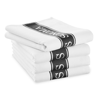 Williams Sonoma Absorbent Logo Towels- Black, Set of 4