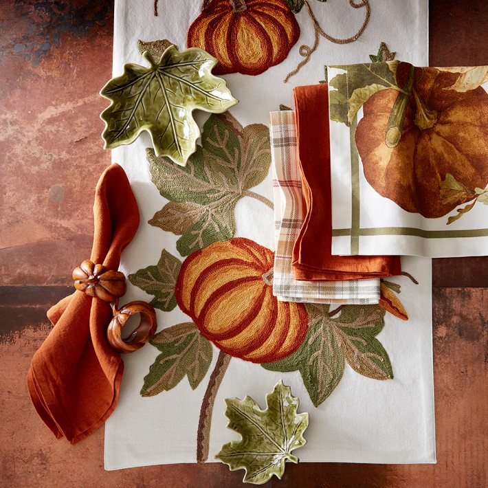 Botanical Pumpkin Cloth Napkins | Williams Sonoma