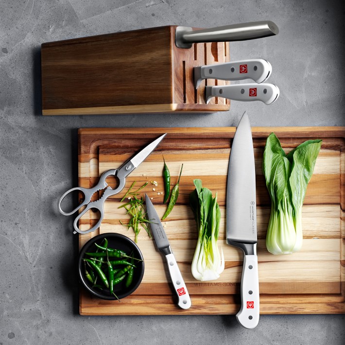 white knife set with white block