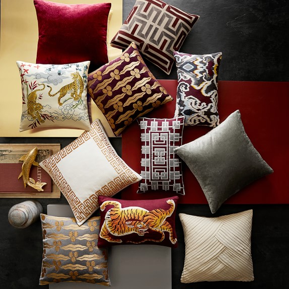 maroon velvet pillow