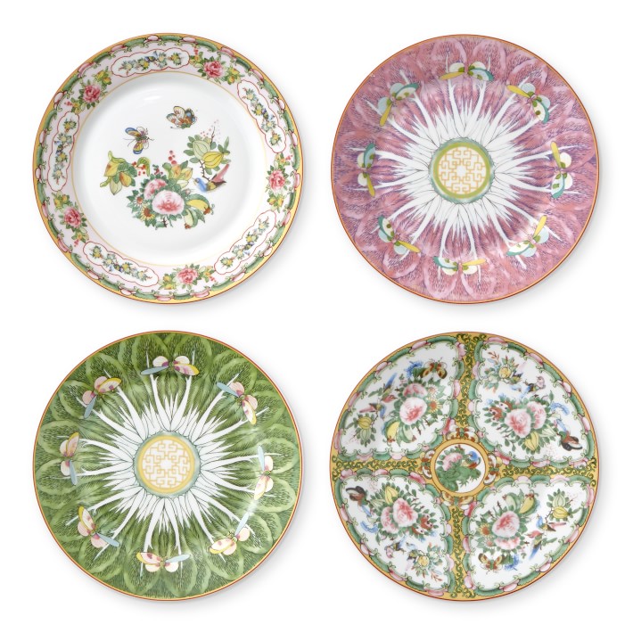 Famille Rose Mixed Salad Plates