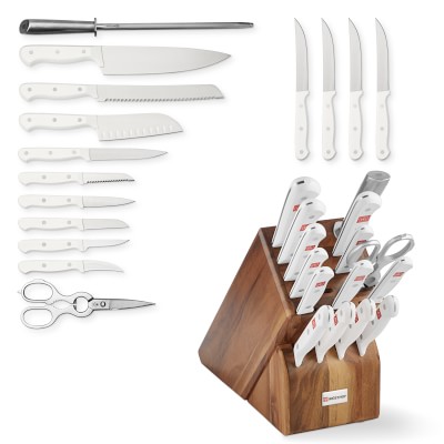 white knife set with white block