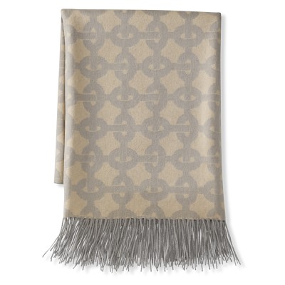 Light Grey Chain Link Patterned Jacquard Cashmere Blanket | Williams Sonoma