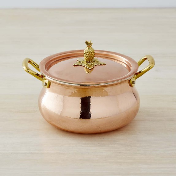 Ruffoni Historia Hammered Copper Stock Pot with Pineapple Knob 3 1/2Qt. Williams Sonoma
